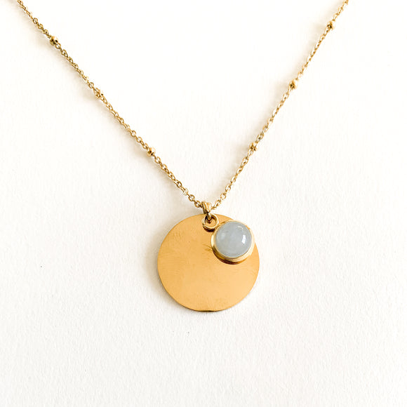 Blue marble gold medallion, made with high quality stainless steel