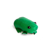 Lamb leather frog keychain coin purse green