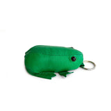 Lamb leather frog keychain coin purse green