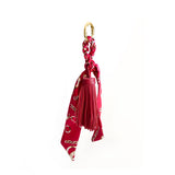 Bag charm tassel with a twilly scarf in burgundy