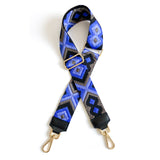 Leather bag Strap blue tapestry in leather made in Italie, crossed