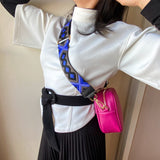Leather bag Strap blue tapestry in leather made in Italie, crossbody