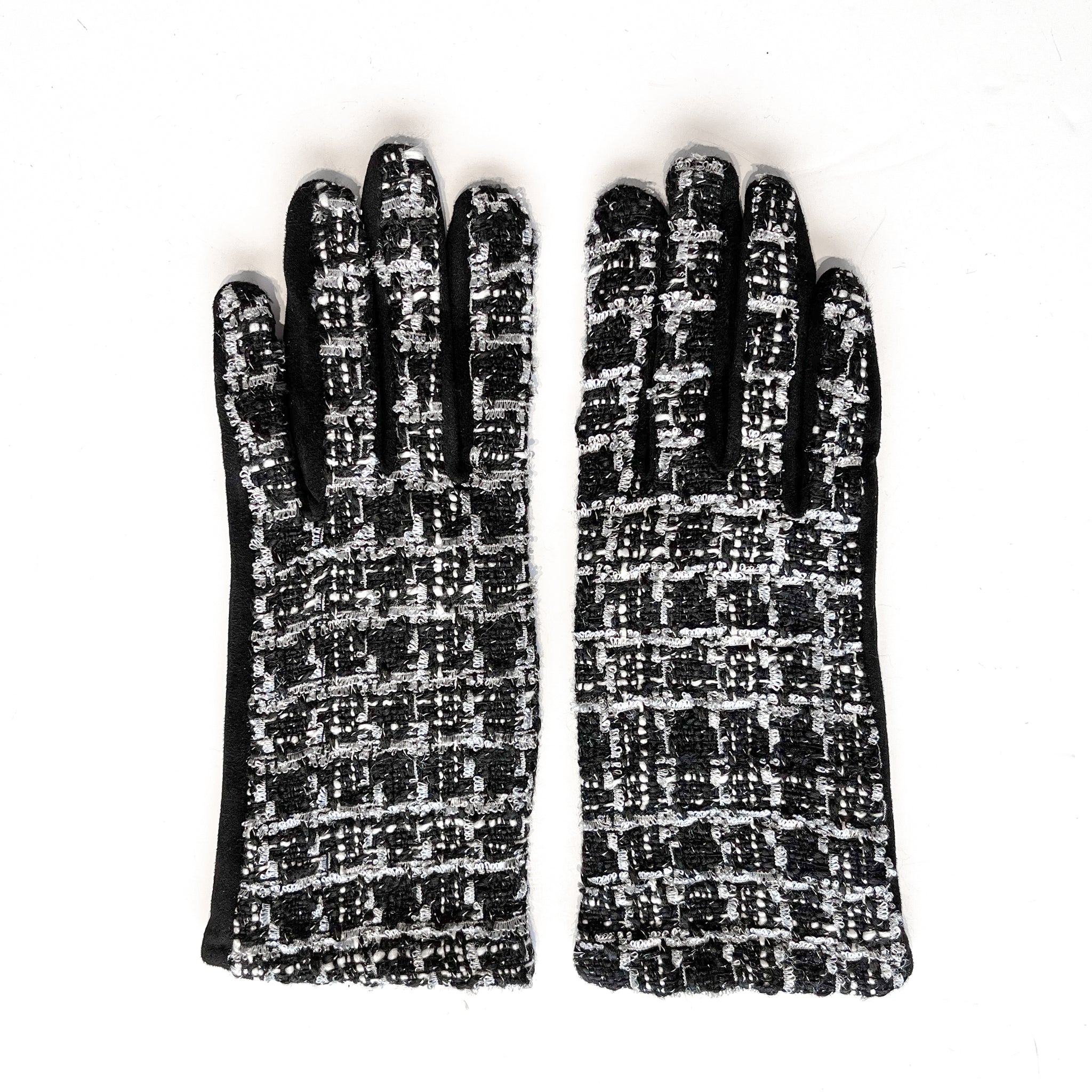 Louis Vuitton Tweed-Paneled Suede Gloves