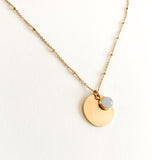 Blue marble gold medallion, made with high quality stainless steel, side