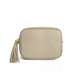 Cream beige camera leather bag, made in Italy