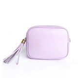Light purple lilac camera leather bag, made in Italy