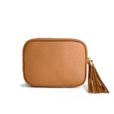 Tan camera leather bag, made in Italy