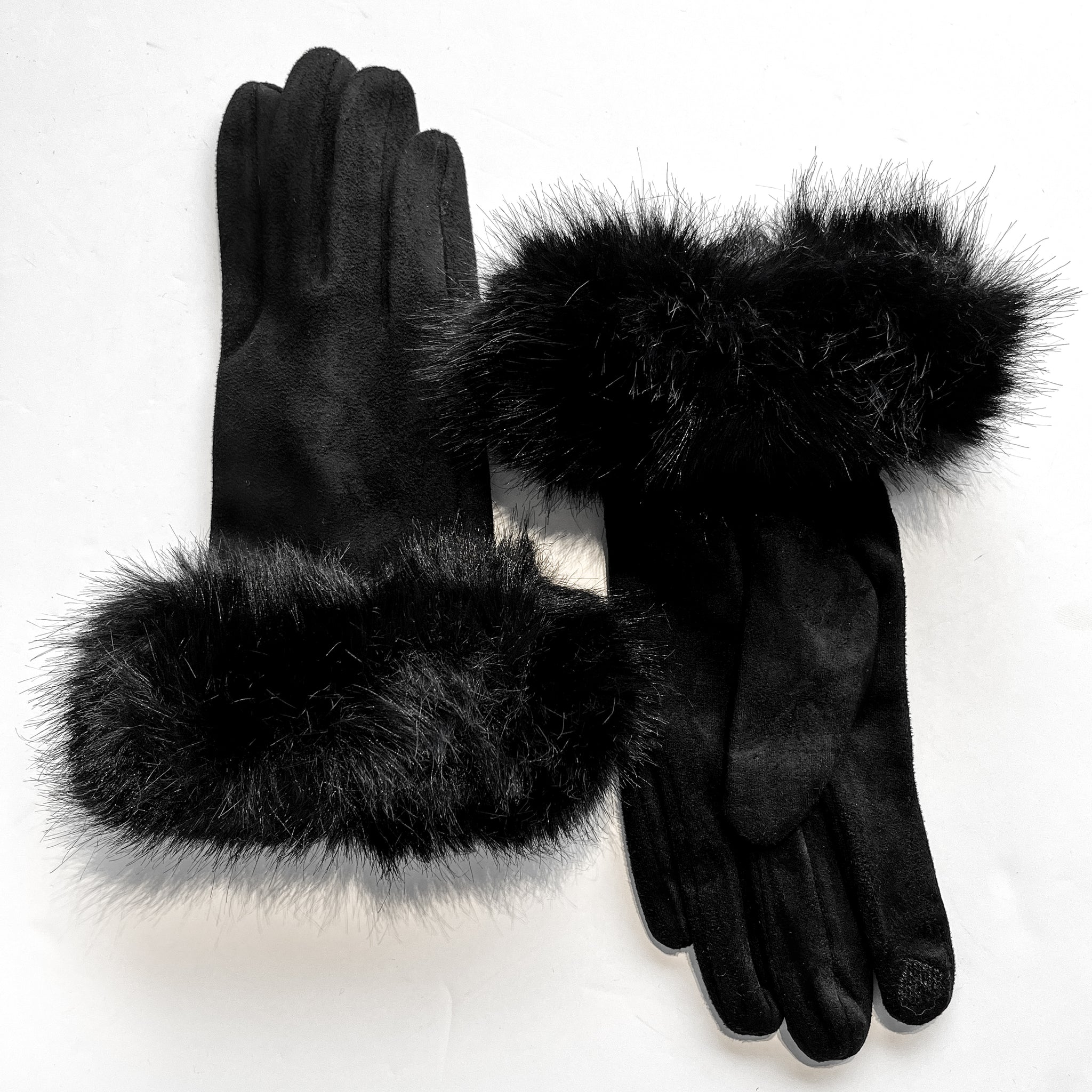 Faux fur black gloves Obilis Paris