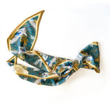Satin scarf with Japanese stork design, flat