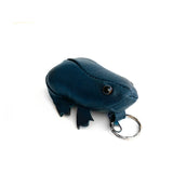 Lamb leather frog keychain coin purse dark tile