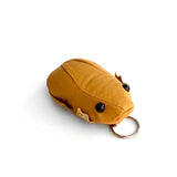 Lamb leather frog keychain coin purse mustard