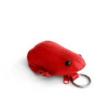Lamb leather frog keychain coin purse red