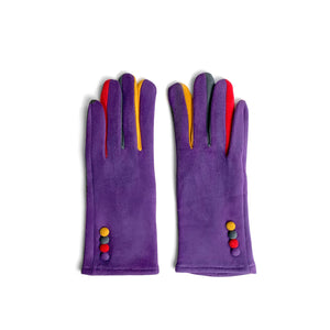 Gloves velvet multicolor pink orange purple