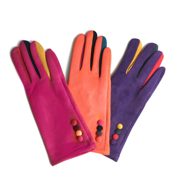 Gloves velvet multicolor pink orange purple