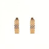 Gold hoop earrings with lace design, made with high quality stainless steel front