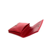 Practical leather coin/card holder red open