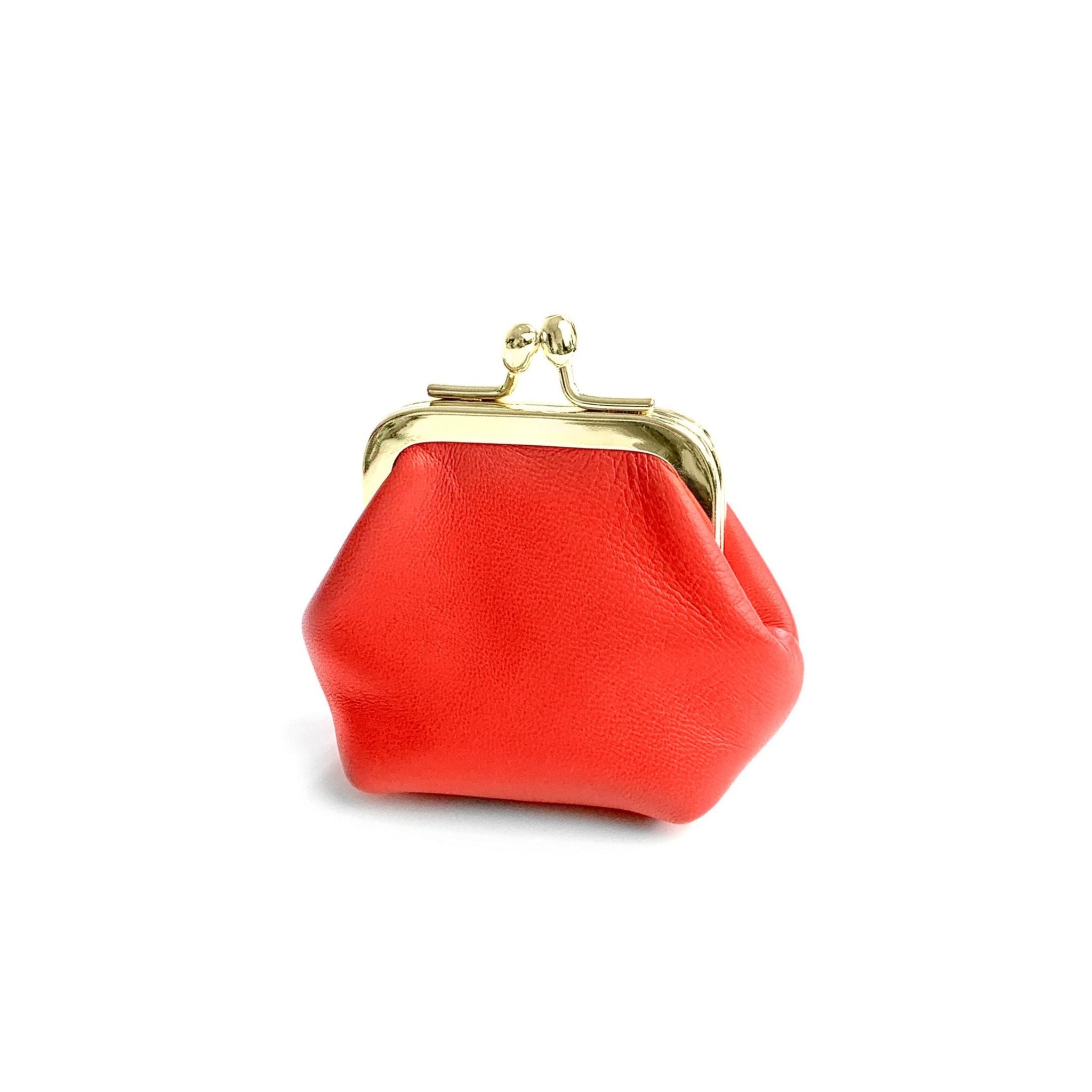 Red leather shop coin purse