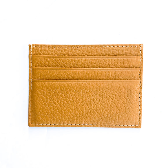 Flat leather card holder from Paris in Yellow Mustard