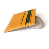 Very thin yellow mustard leather card holder from Paris