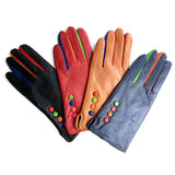 Gants Boutons en Cuir multicolores