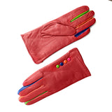 Gants Boutons en Cuir multicolores