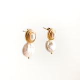 Baroque Pearl Earrings, made with high quality stainless steel and real pearl side