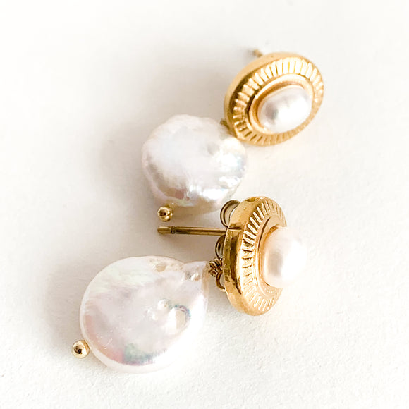 Baroque Pearl Earrings, made with high quality stainless steel and real pearl 