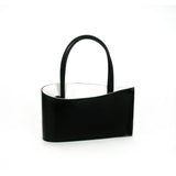 Elegant leather handbag vintage made in Paris black and white