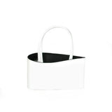 Elegant leather handbag vintage made in Paris white and black