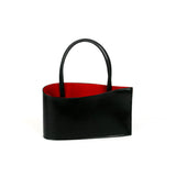 Elegant leather handbag vintage made in Paris red black 