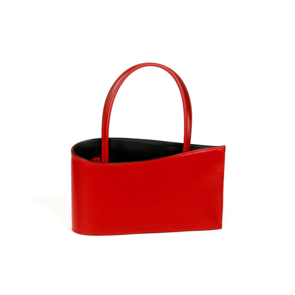 Elegant leather handbag vintage made in Paris red black