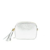 Little camera crossbody bag in silver