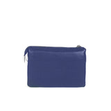 Multicompartment leather bag in grainy blue back 