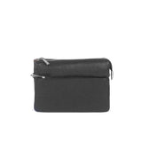 Multicompartment leather bag in grainy black