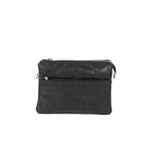 Multicompartment leather bag in smooth black