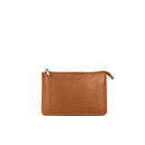 Leather pochette wallet on chain tan