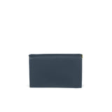 Leather luxe compartment bag in navy blue 