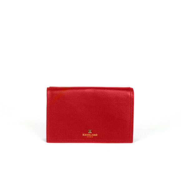 Leather luxe compartment bag in red 