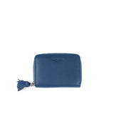 Small leather wallet tassel blue