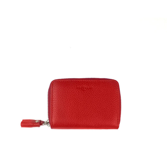 Small leather wallet tassel red