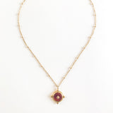 Agate medallion necklace, made with high quality stainless steel and fire red Agate gemstone 
