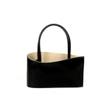 Elegant leather handbag vintage made in Paris black beige 