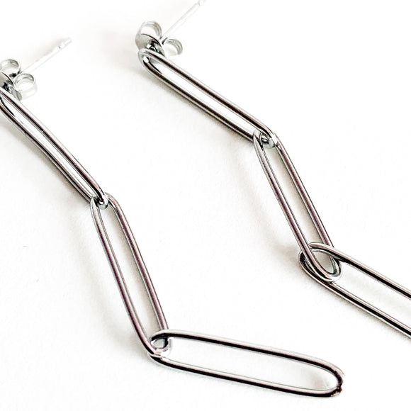 Silver Chain Earrings chainlink design, made with high quality stainless steel