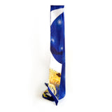 Satin twilly scarf, midnight blue impressionist design