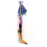 Twilly satin scarf, with pastel impressionist design, side knot
