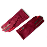 Gloves velvet multicolor burgundy